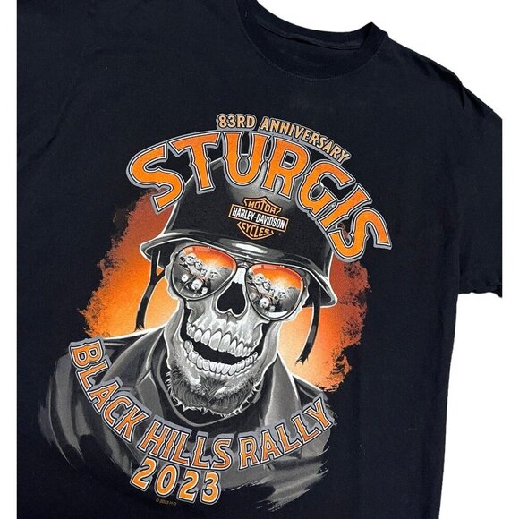 Harley Davidson STURGIS Motorcycle Biker Week Skull Tee Shirt Mens XL - Picture 3 of 6